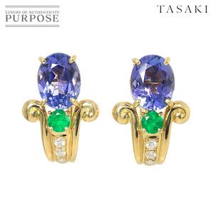 タサキ TASAKI アイオライト 2.10/2.06ct ダイヤ 0.04/0.04ct エメラルド イヤリング K18 YG 750 田崎真珠 Earrings Clip on 90242024