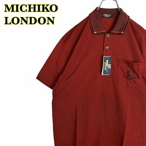 ★未使用★MICHIKO LONDON JEANS ミチコロンドン　ジーンズ　半袖ポロシャツ　ロゴ刺繍　メンズ　Lサイズ　【AY1041】