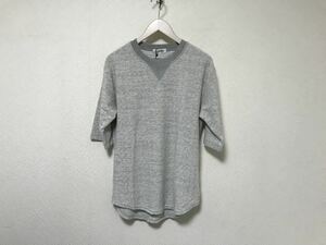 新品未使用本物ヴォーギッシュVOGUISHタオル生地Vネック半袖TシャツメンズアメカジミリタリーサーフビジネススーツLグレー