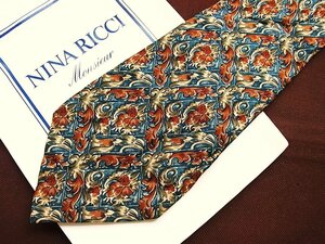 ♪20055C♪良品【花 植物 木の実 装飾 柄】ニナリッチ【NINA RICCI】ネクタイ