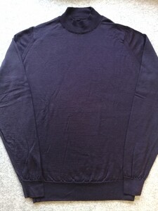 【美品】JOHN SMEDLEY ジョンスメドレー 30G メリノウール モックネック ニット パープル