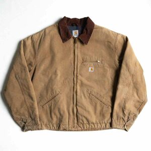 【雰囲気抜群】Carhartt【Detroit Jacket デトロイトジャケット】3XL BRN ブラウン ダック カーハート 古着 u2410219