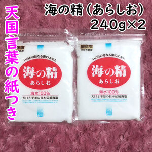 【送料無料】斎藤一人さんオススメの自然塩 海の精 あらしお 240g×2袋 天国言葉の紙つき（can0991）結界塩 天然塩 あら塩