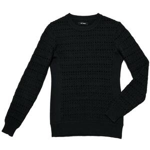 定価5.5万 1piu1uguale3 4 YARN MIXED JACQURED CREW NECK KNIT Ⅲ 黒 4ヤーンミックスジャガードニット wjk akm