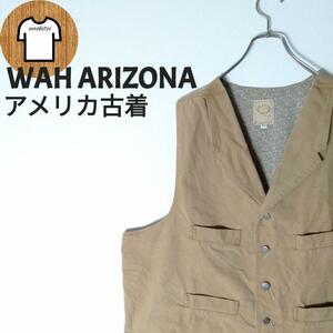 WAH ARIZONA デニムベスト 2XL 4ポケット 裏地 花柄 A512