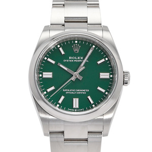 ロレックス ROLEX オイスターパーペチュアル 36 126000 グリーン/バー文字盤 美品 腕時計 メンズ