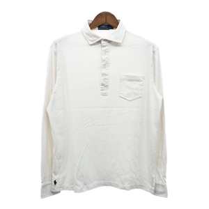 Polo by Ralph Lauren ポロ ラルフローレン 長袖 ポロシャツ ホワイト (メンズ L) 中古 古着 Q9717