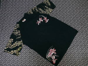 ♪花旅楽団 SCRIPT スクリプト ◆金魚刺繍トライバルTeeシャツ ◆SIZE M ◆ブラック　未使用品