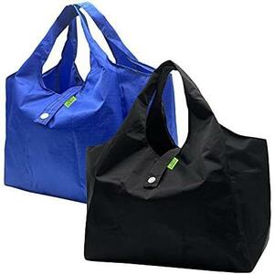 ★ブラック（S）+ブルー（S）★ [] エコバッグ コンビニバッグ 買い物バッグ 折りたたみ 大容量 防水素材 軽量 買い物袋 コンパクト