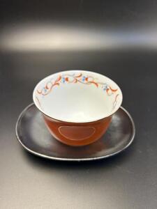 ks065 未使用品 瑞陶 赤絵露草 茶菓揃え 箱入り 湯呑 菓子皿5客揃 未使用品 保管品