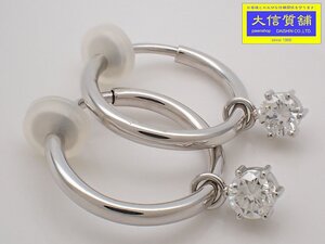 PT900 プラチナ ダイヤ リングピアス D0.52ct+0.45ct 6.9g 中古A- 【送料無料】 C-8720