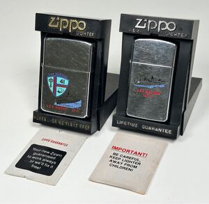 1円〜 ◆ ジッポ Zippo ライター『 U.S.S MIDWAY CV41 』『 U.S.S. BLUE RIDGE LCC-19 』オイルライター 喫煙具 ケース付 / 着火未確認