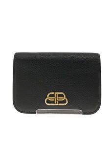 BALENCIAGA◆3つ折り財布/レザー/BLK/レディース