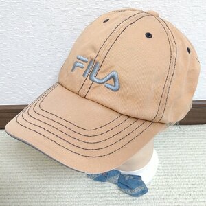 (^w^)b FILA フィラ スティッチ デザイン キャップ CAP 帽子 ロゴ 立体 刺繍 カジュアル ベルクロ 面ファスナー オレンジ系 C1063ｗE