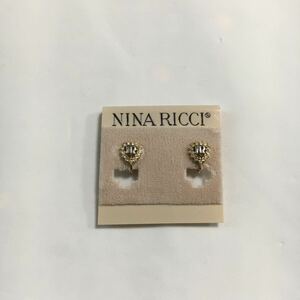 新品未使用 NINA RICCI ニナリッチ イヤリング ラインストーン ハート ゴールド アクセサリー 送料一律370円