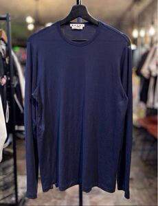 【新品同様】MARNI マルニ 無地コットン 長袖カットソー ロングスリーブTシャツ濃紺メンズsize46(M)国内正規品/ジャケット/ブルゾン/コート