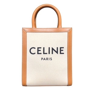 セリーヌ CELINE ミニバーティカルカバ 193302 ベージュ キャンパス ショルダーバッグ レディース 中古