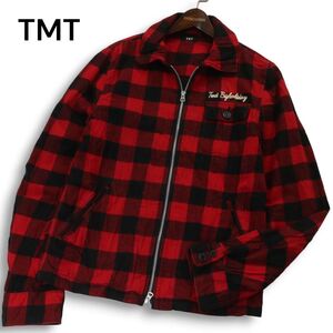 TMT ティーエムティー TJK-S11SP01 秋冬 バッファローチェック★ ジップ フランネル ジャケット ブルゾン Sz.M　メンズ 赤　I4T03596_B#N