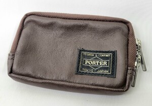 良好 PORTER フリースタイルマルチコインケース カードケース コインケース 財布 ブラウン 茶色 日本製 ポーター 吉田カバン