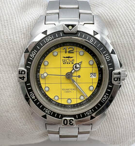 稼働中 SECTOR セクター 203 クォーツ イエロー文字盤 デイト 回転ベゼル SS レディース メンズ腕時計