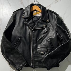 【美品/Lsize相当】ショット SCHOTT ダブルライダース レザージャケット カーフレザー 牛革 キルティング ブラック 黒 size40 USA製 メンズ