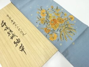 ys7106541; 作家物　重要無形文化財本場結城紬草花模様袋帯【リサイクル】【着】