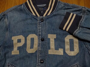 希少S ポロラルフローレン デニムスタジャン　POLO SPORT レザージャケット POLO SPORT　RALPH LUAREN RRL RLX 古着 ビンテージ