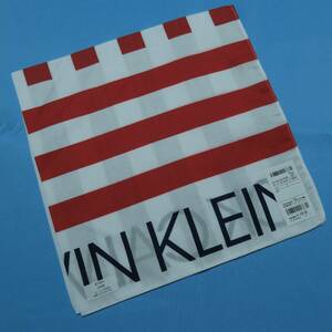 K023■カルバン クライン CALVIN KLEIN　白色系　アメリカ国旗モチーフ　大判ハンカチ　日本製