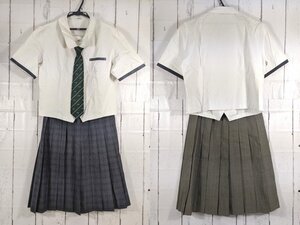 【as418】愛媛県 松山西中等教育学校 高等部 女子用 制服 学生服 夏服ブラウス+夏服スカート+ネクタイ◆f86