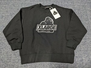 新品未使用 XLARGE エクストララージ トレーナー 110サイズ スウェット 子ども キッズ ブラック 黒 ビッグロゴ