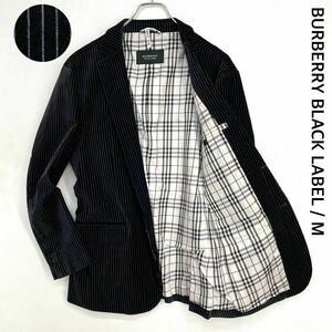 バーバリーブラックレーベル　ベロア　ストライプ　ノバチェック　ジャケット　メンズ　Mサイズ　BURBERRY BLACK LABEL