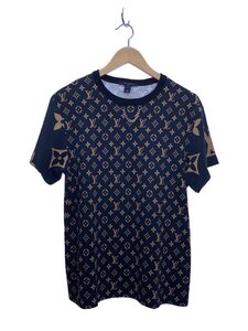 LOUIS VUITTON◆21AW/ミックスドモノグラム/ネームチェーンTシャツ/L/コットン/ブラック/総柄/レディース