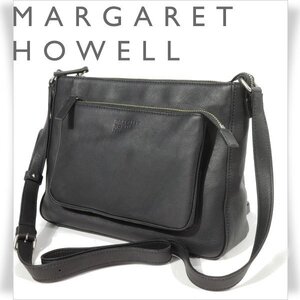 新品1円～★MARGARET HOWELL idea マーガレット ハウエル アイデア 日本製 レザーショルダーバッグ 黒 ブラック ユニセックス本物◆S1252◆