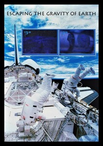 bβ285y2-2U2　アメリカ2000年　宇宙飛行士とシャトル・2種・ホログラム・シート　12.5×18.5cm