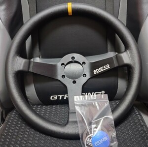 即決 美品 正規品 sparco スパルコ R345 φ35 350mm ブラックレザー 送料無料 MOMOナルディ