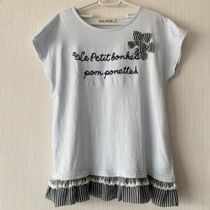 pom ponette junior ポンポネットジュニア　半袖Ｔシャツ　フリル　リボン　裾チュール　夏　女の子　サイズ M（１５０）