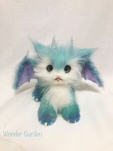 アートドール　ハンドメイド ぬいぐるみ ちびドラゴン　ブルー