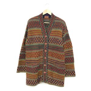 ◆MISSONI ミッソーニ Vネックカーディガン ◆ マルチカラー モヘヤ混 レディース 長袖 ロング丈 トップス ニット セーター イタリア製