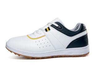 上質 ゴルフシューズ スポーツシューズ 運動靴メンズ グラデーション 幅広 紳士スニーカー フィット感 防滑 耐磨撥水 黄25.5cmサイズ選択可