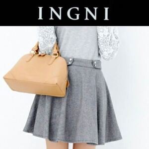 １回着新品同様☆INGNI フラップ付きペプラムキュロットスカート イング ツイード