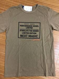 新品　未使用　タグ付き　半袖　Tシャツ　ワンポイントワッペン　160cm 綿100% 黄土色