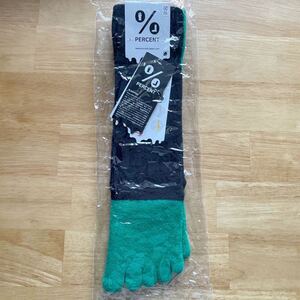 新品未使用！ ％ PERCENT FIVE TOE SOCKS 5本指ソックス パーセント 【BLOCK】Black×Green 黒×緑 フリーサイズ 靴下 冬用