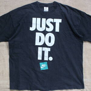 1990s ナイキ Nike ヴィンテージ just do it Tシャツ XL アメリカ USA 銀タグ フェード オールドTeeプリントvintage ブラック黒 スポーツ