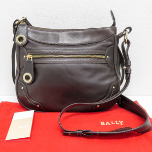 質イコー [バリー] BALLY ショルダーバッグ レザー ダークブラウン レディース 中古 良品