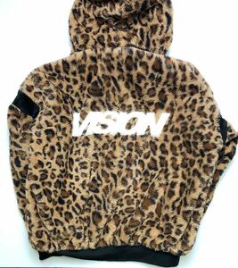 VISION STREET WEAR ヴィジョン ヒョウ柄フリースパーカー バックロゴ Lサイズ