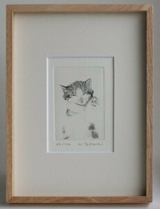 招き猫・A/銅版画・エッチング/新品、額あり