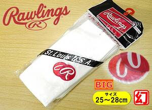 【レッグウェア★未使用品】Rawlings 赤丸「刺繍」ロゴ◆BIGサイズ◆白 平編み ハイソックス◆25-28cm◆野球 アンダーソックス◆超稀少◆