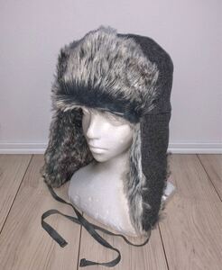 美品 KANGOL Wool Ushanka K0102FA L カンゴール ウール ウシャンカ ファー パイロットキャップ グレー 灰 トラッパーキャップ ロシア帽 Ｌ