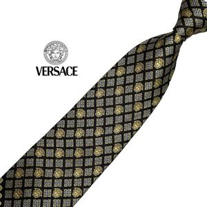 GIANNI VERSACE ネクタイ パターン柄 メデューサ 切替し ヴェルサーチェ ネコポス可 USED 中古 t457