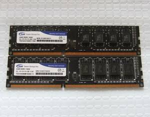 PC用メモリ Team 4GB DDR3 1600 CL 11-11-11-28 1.5V TED34G1600C11BK 4GBX2 計：8GB 中古 106
